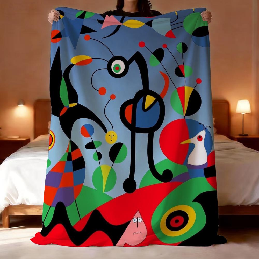 Moderne surrealistische Joan Miro Kunstdecke Leicht 240g Flanelldecke Weich Hautfreundlich für Sommerkühlung