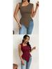 Women's Elegant Asymmetrical Neck Slim Fit T-shirt - Spring/Summer Pure Color Top