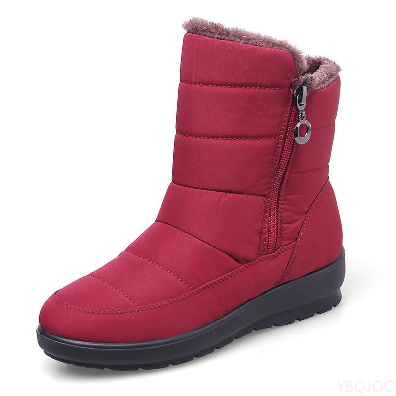Fashion Mid length warm waterproof snow boots for female students in autumn winter simple comfortable anti slip women's cotton shoes