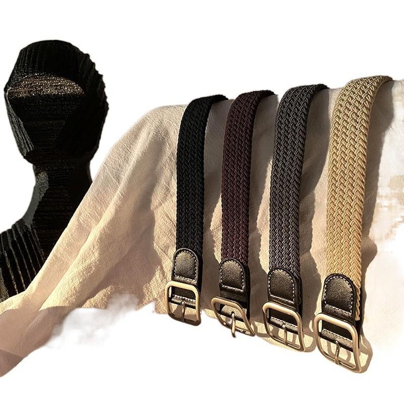 Unisex Fashionable Canvas Belt With No Hole Design And Chic Buckle Square
