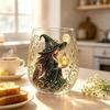 Decorative Witch Glass Cup with a Clear Stemless Form for Herbal Tea, Fruit Tea, Candy, and Seasonal Table Service