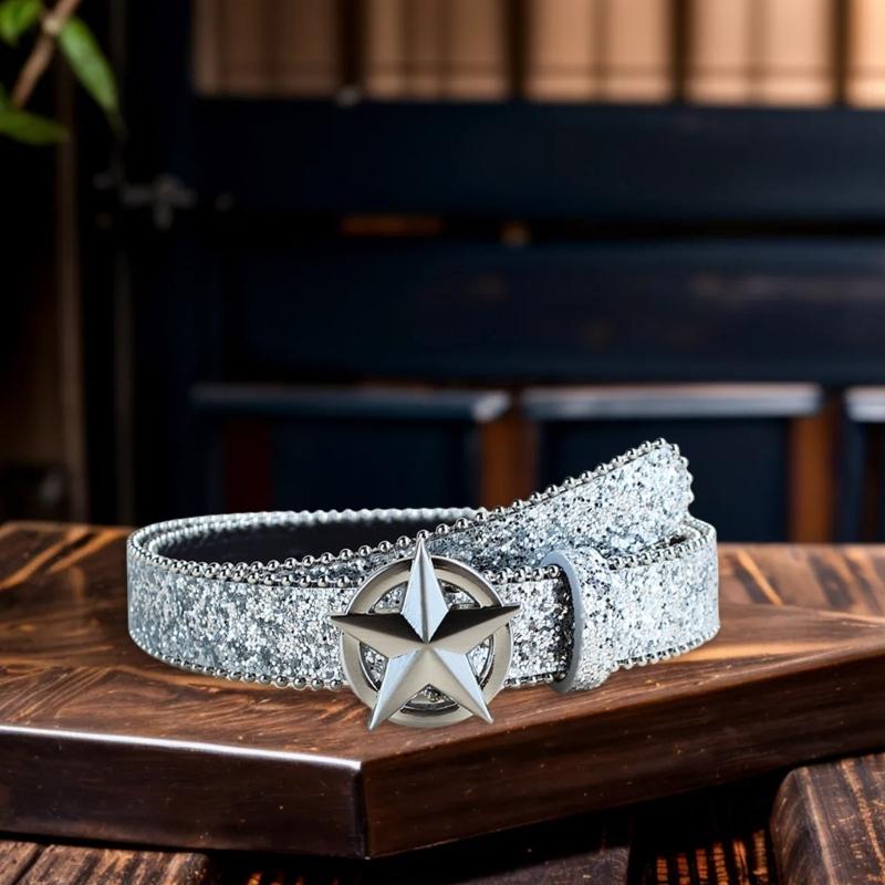 Heavy Duty Waist Belts for Jeans Pants Heavy Glitter Buckle Belt Bandsman