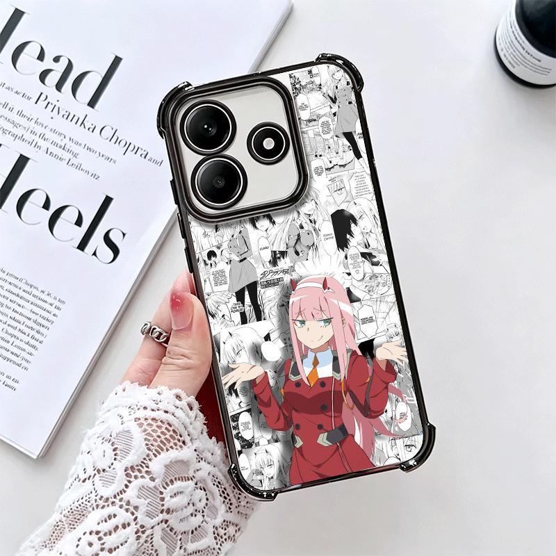 Darling Zero Two 02 Anime Plating Phone Case For Xiaomi Redmi Note 14 15 Pro Plus 13 12 11 11S 11T 10 9S 9 5G Anti-Fall Airabag