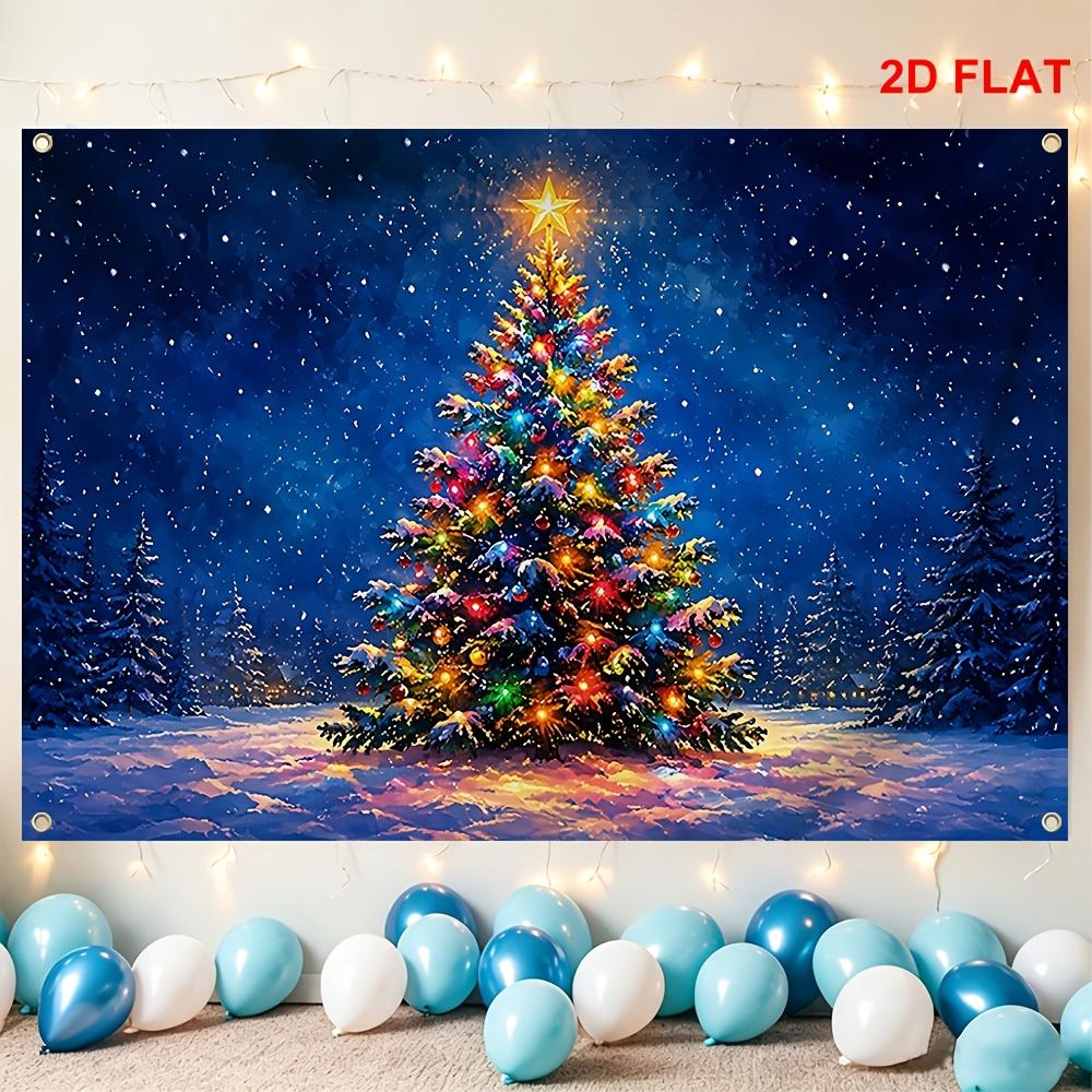 1Pcs Christmas Tree Snowy Night Decoration Background Winter Backdrop For Photo Studio Photo Booth Party