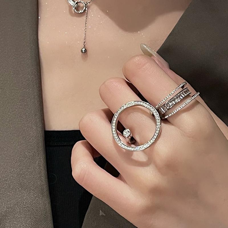 Geometric Ring Three-Dimensional Shiny Circle Ring Personality Temperament Zir*****Pen Ring Fashion Cold Wind Advanced