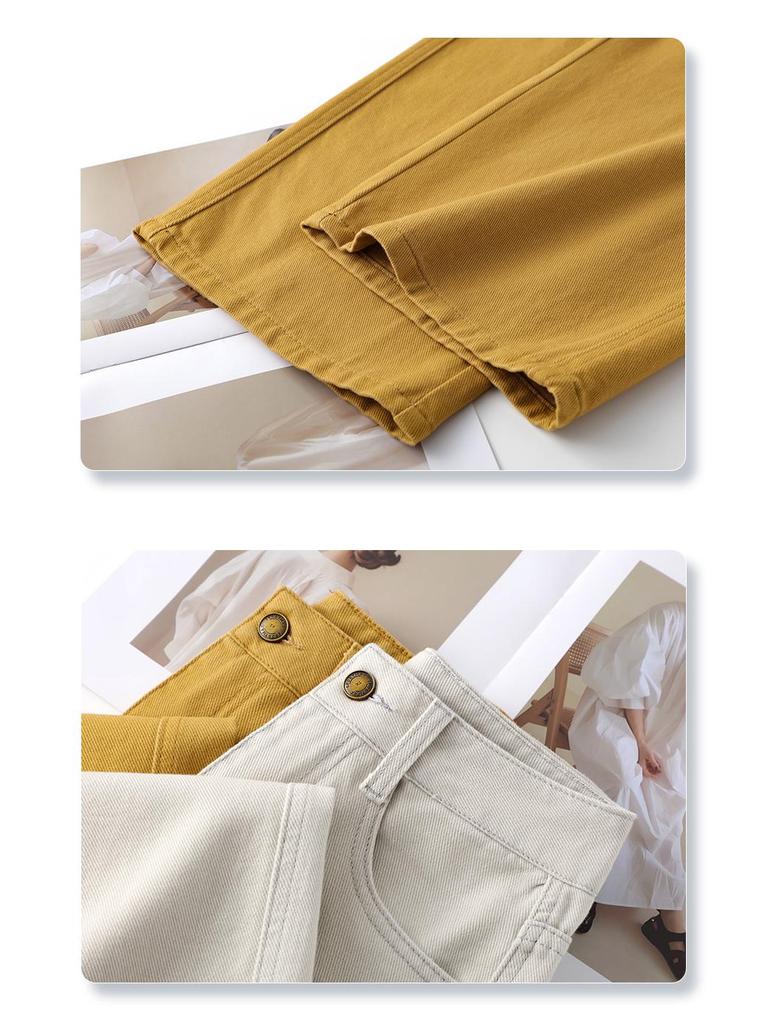 Women's 2025 Spring Off-White High-Waisted Slimming Loose-Fit Jeans