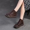Fashion GKTINOO 2025 Autumn New Retro Genuine Leather Short Boots Round Toe Solid Color Comfortable Sneakers Flat Bottom Women's Shoes
