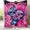 Kawaii S-Stich Cartoon Flanelldecke, Ultraweiche Warme Plüschdecke für Zuhause Schlafzimmer Bett Sofa Abdeckung Camping Picknick Geschenk Kinder