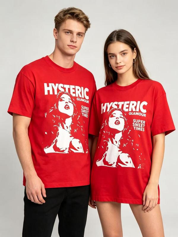 Unisex shirt Cotton Oversize Large Size New Hysteric Glamour 90s Retro Style Charcoal Reprint T shirt For Men Women S-5XL Unisex Shirt