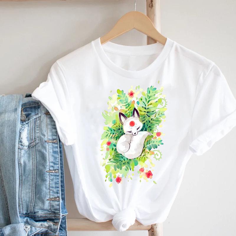 White Women's Short Sleeve T-Shirt with Dog Paw, Cat, and Heart Animal Print