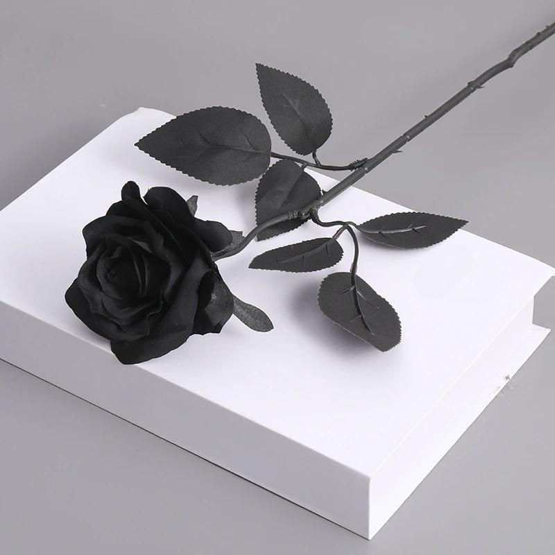 

10pcs/Set Black Simulation Rose Bouquet Halloween Ghost Festival Horror Theme Decoration Flower Dark Series Decoration Wholesale