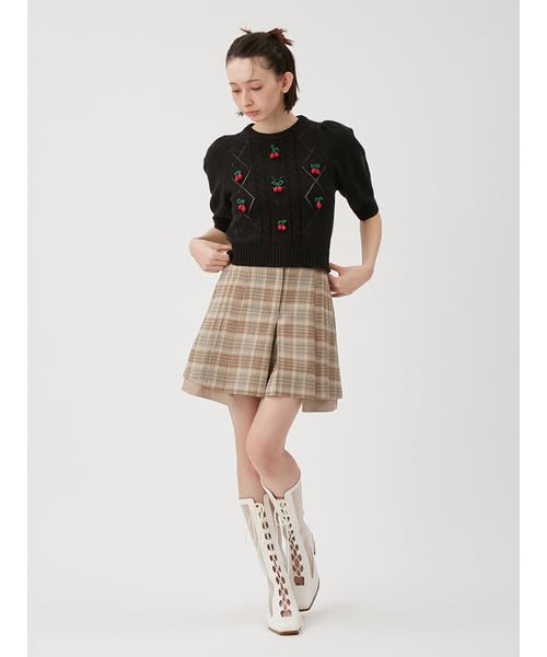 Furfur Cherry Motif Knit Top RWNT251107 Black Women's