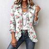 Women's Floral Print Long Sleeve Ruffle Trim Cardigan Top for Casual Everyday Wear