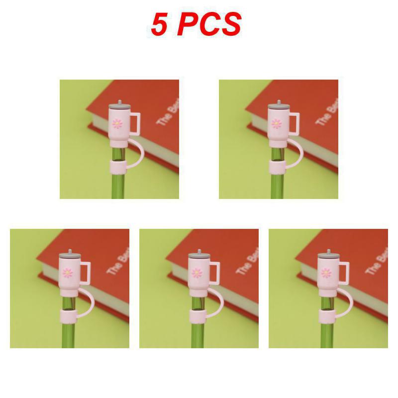 1/5PCS Fruit Simple Dust Straight Pipe Multiple Colors Available Household Straw Soft Rubber Safety