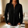 Women's Casual Corduroy Zip Up Long Sleeve Loose Fit Color Top