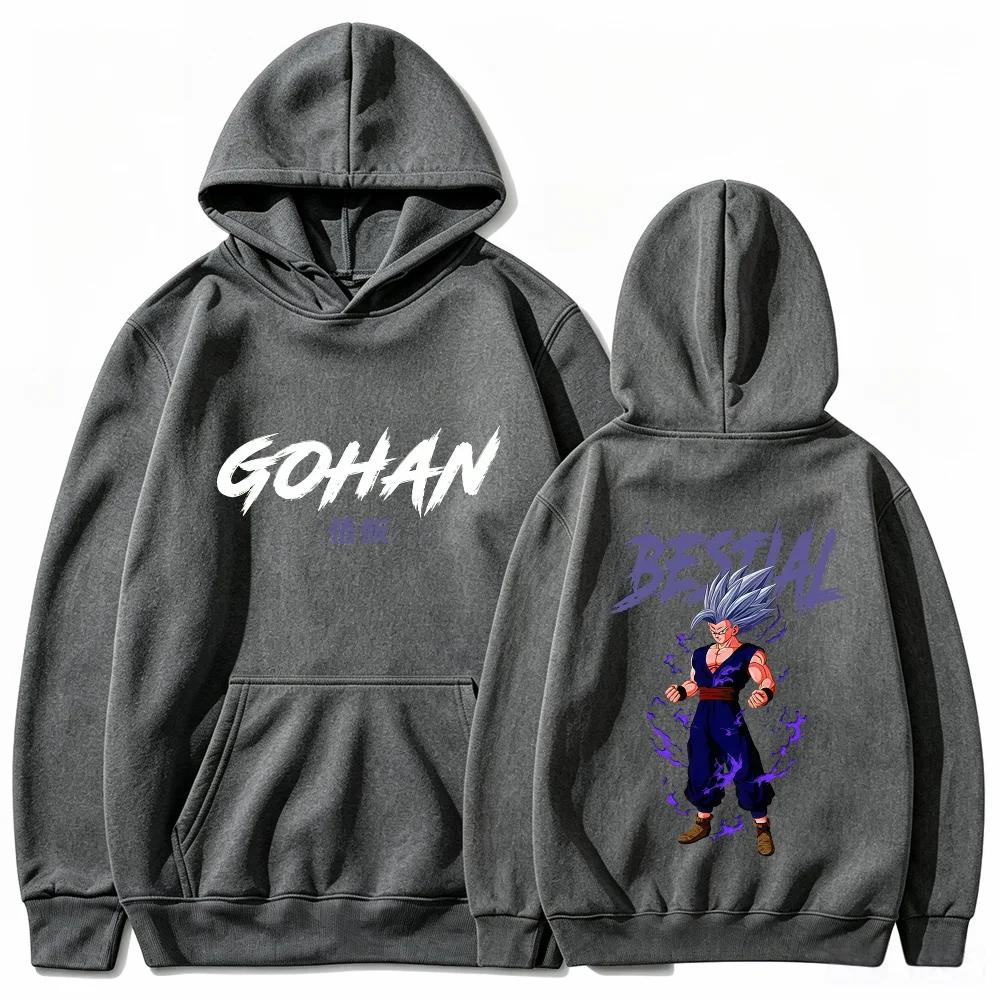Gohan Hoodie Beast Dragon Anime Purple Lightning Aura Streetwear Aesthetic White Oversized Casual Sport Sweatshirts