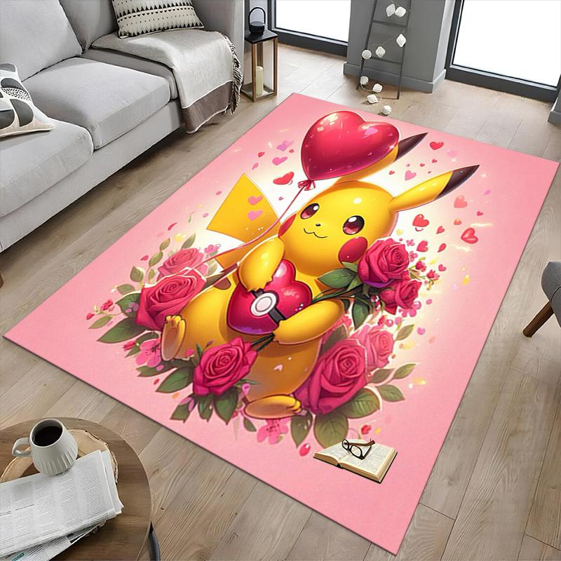 Pikachu'S Valentine Romance Carpet For Playroom Bedroom Living Room Sofa Home Decorkids Game Area Rug Nonslip Floor Mat