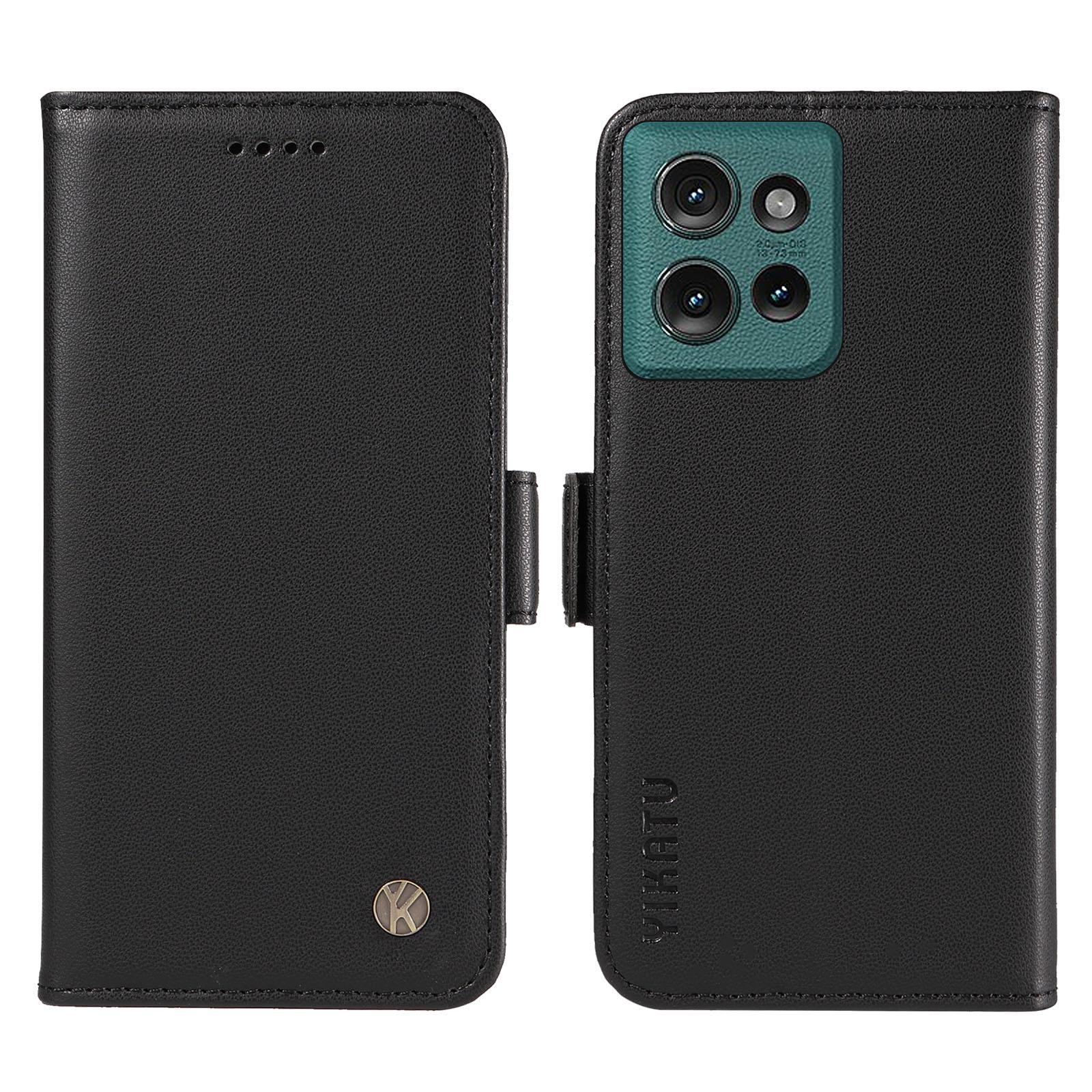 

YIKATU YK-003 For Motorola Edge 50 5G Case Wallet Stand Leather Phone Cover Side Buckle Black