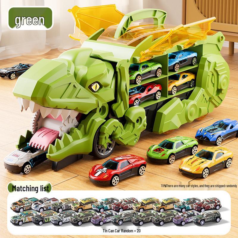 3-in-1 Transforming Dinosaur Toy Car Set for Kids Aged 3-5 with Mini Car Storage