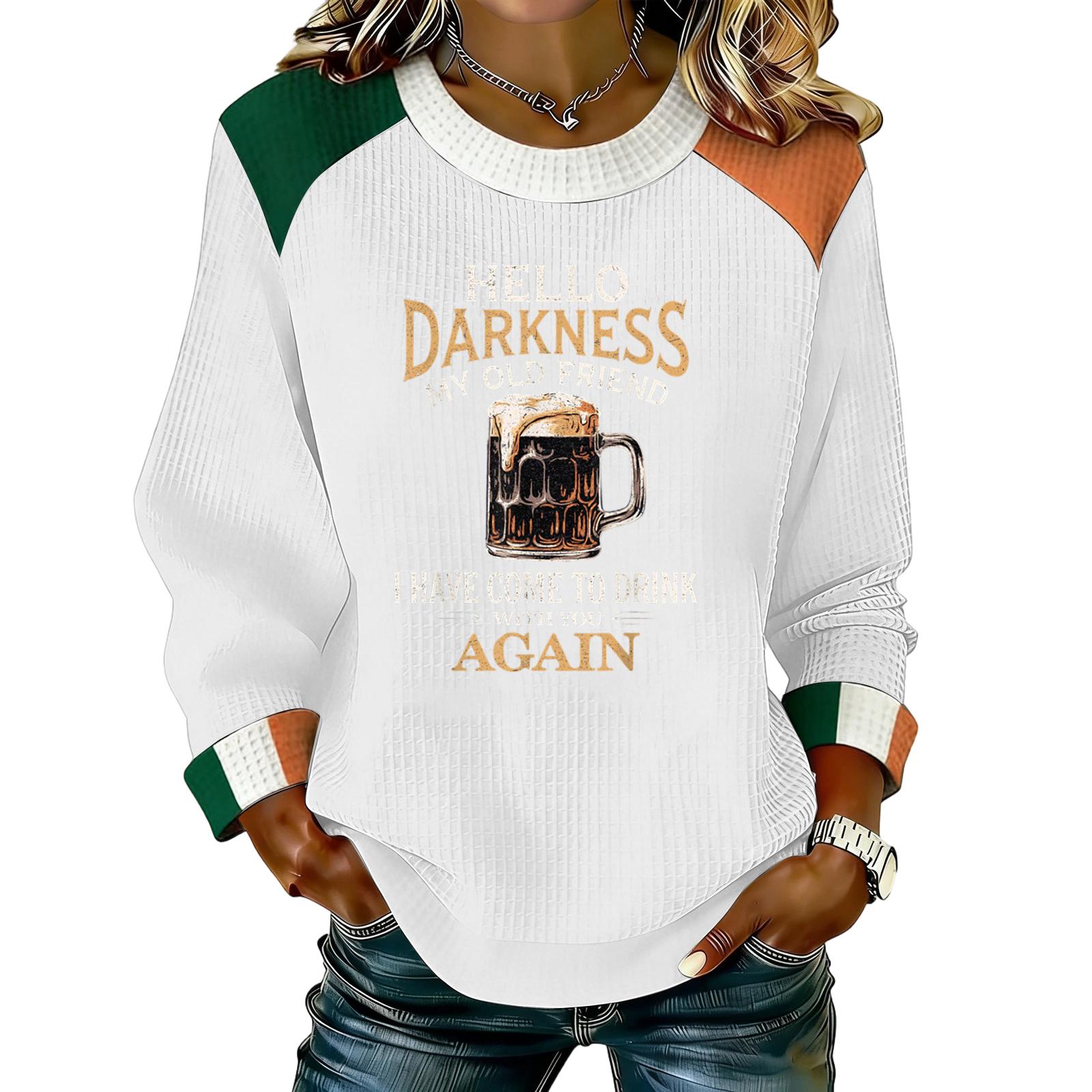 

Жіноча повсякденна модна блузка з довгим рукавом і круглим вирізом з принтом M білий