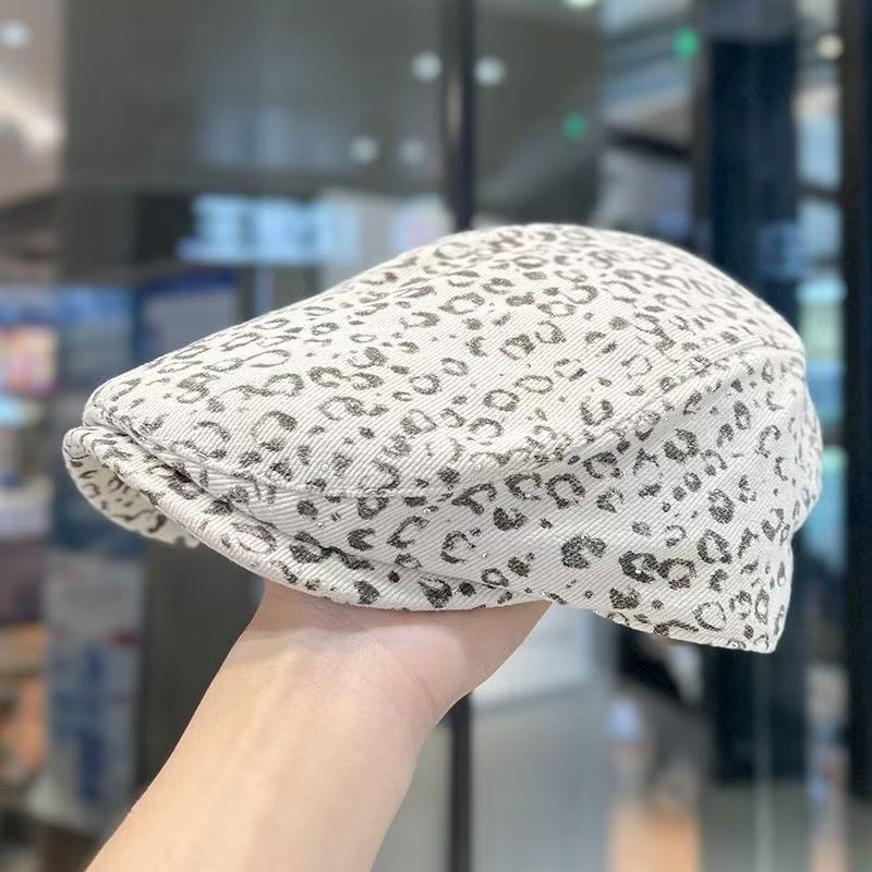 Американская ретро кепка-восьмиклинка с леопардовым принтом, весенне-летняя универсальная, для лица, маленький берет, уличный крутой, износостойкая кепка