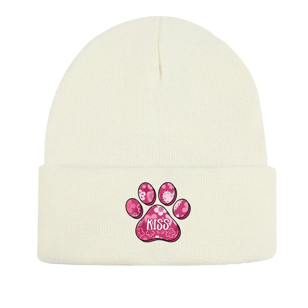 Dog Cat Paw Print Heart Knit Hat Beanie, Valentine's Day "XOXO LOVE KISS", 8 Patterns 10 Color 80 Different Caps, Cozy Stylish Knitted Cap Beanie
