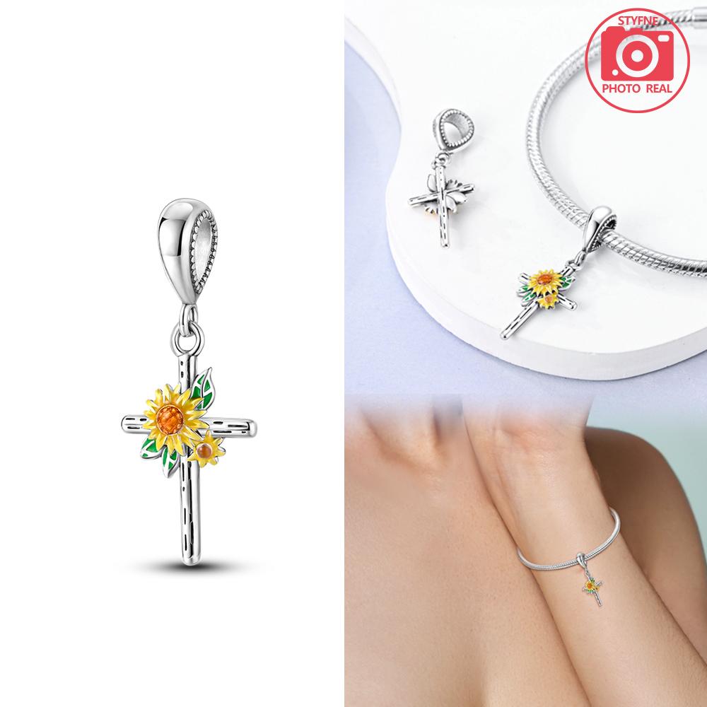 Copper Colour Sunflower Pendant Fit Charms Copper Colour Original Bracelet For Jewelry Making