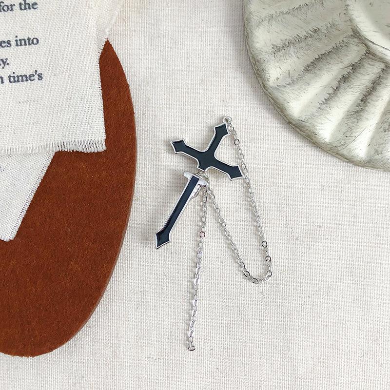 Retro Big Black Cross Earings For Women Men Punk Gothic Rock Hiphop Oil Drip Zinc Alloy Earings Designer Zircon Unisex Gift