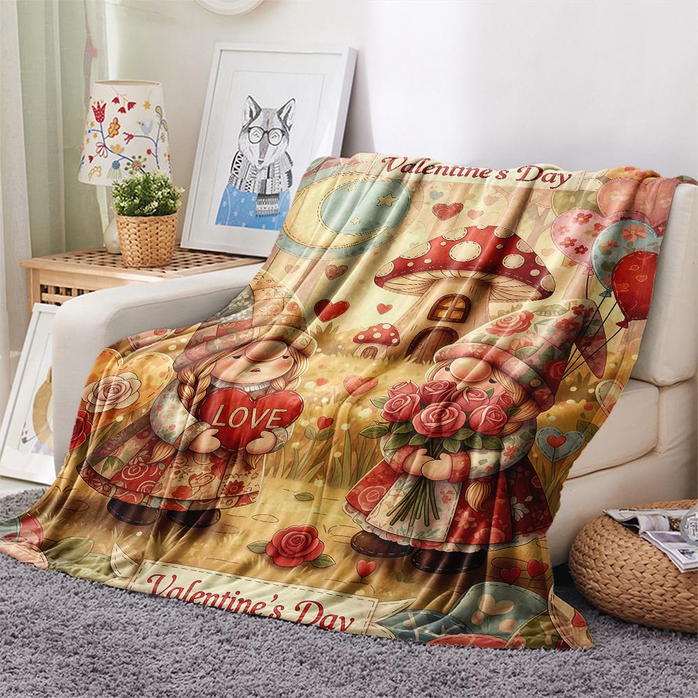 1 Stück Valentinstag Druck Flanelldecke, Hohe Qualität, Bequem für Alle Jahreszeiten, Heimdekoration, Perfekt für Weihnachten, Geburtstagsgeschenk