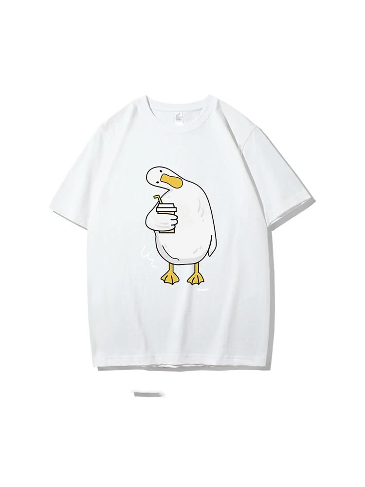 

Футболка мужская летняя с принтом Crooked Duck, повседневная, с круглым вырезом, коротким рукавом, удобная, 100% хлопок, модная футболка XXXXXL чёрный