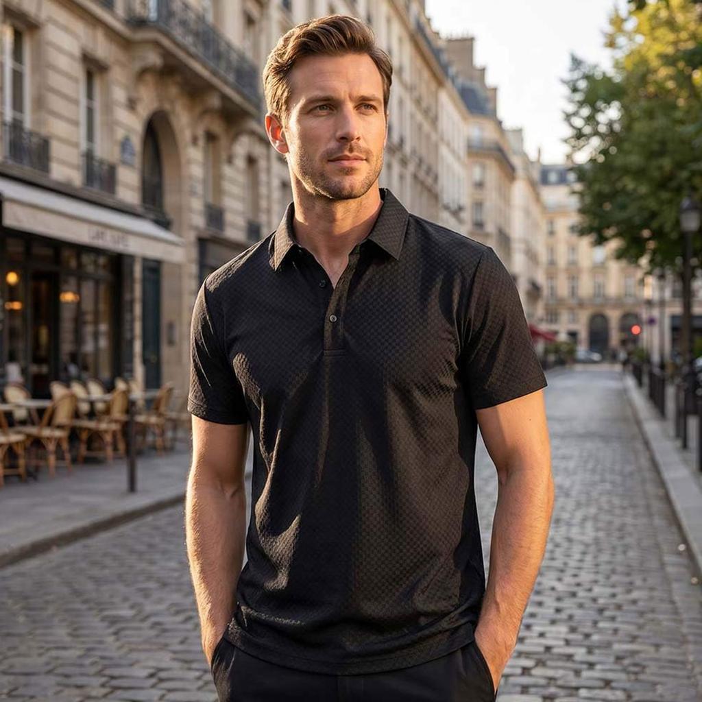 Men's Summer Ice Silk Mesh Short Sleeve Polo Shirt Button Front Breathable Lightweight Casual Top for Outdoor Activities