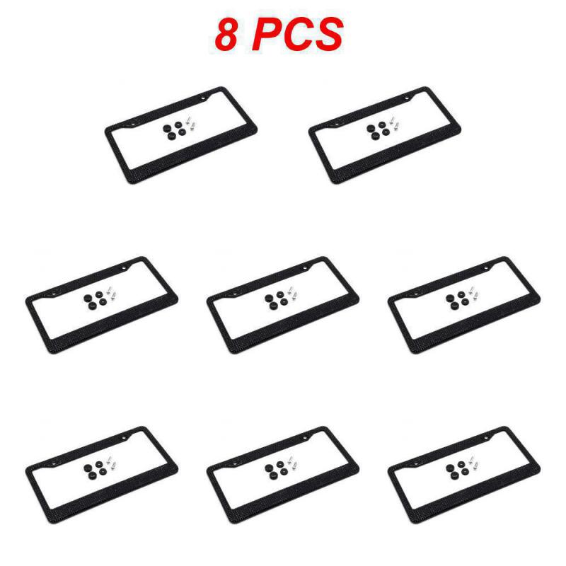 1~8PCS Bling Crystal License Plate Frame Women License Plate Frame License Cover Holder Rhinestone Car License Frame For USA