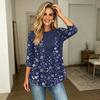 Γυναικείο Μπλουζάκι με Τρία Τέταρτα Μανίκια, Κουμπιά στο Λαιμό και Φλοράλ Εκτύπωση