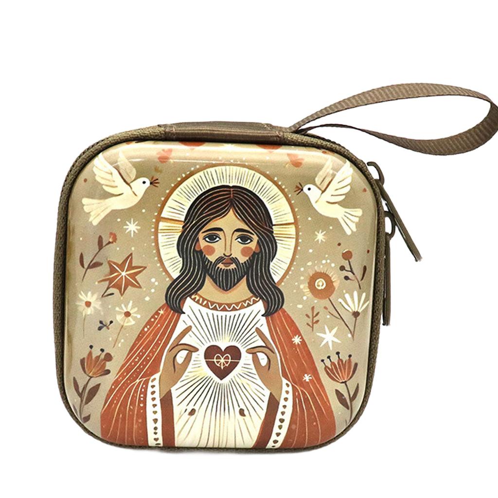Rosary Prayer Bag Zipper Rosary Pouches Religious Jewelry Storage Box for Prayer Bead Earrings Portable Headphone Bag
