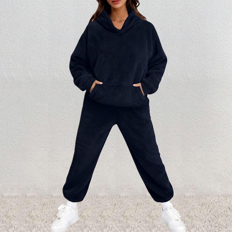 Women's Casual Long-Sleeved Sweatshirt And Sweatpants Set With Elastic Waist