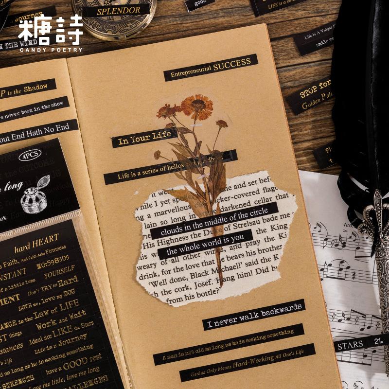 4pcs/1lot Kawaii Stationery Stickers Between the Lines Diary Planner Junk Journal Decorative Scrapbooking DIY Craft Stickers