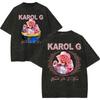 Vintage Spłowiałe Koszulki Karol G Tropicoqueta Tour 2026 Mężczyźni Kobiety Moda Pop Muzyka Koszulka Letnia Codzienna Luźna Bawełniana Koszulka