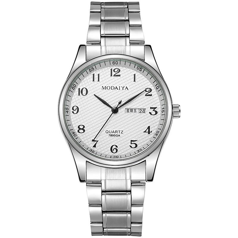 Couple Men'S Women'S Watch Fashion Simple Double Calendar Steel Belt Watch Student Male And Female Watch Generation