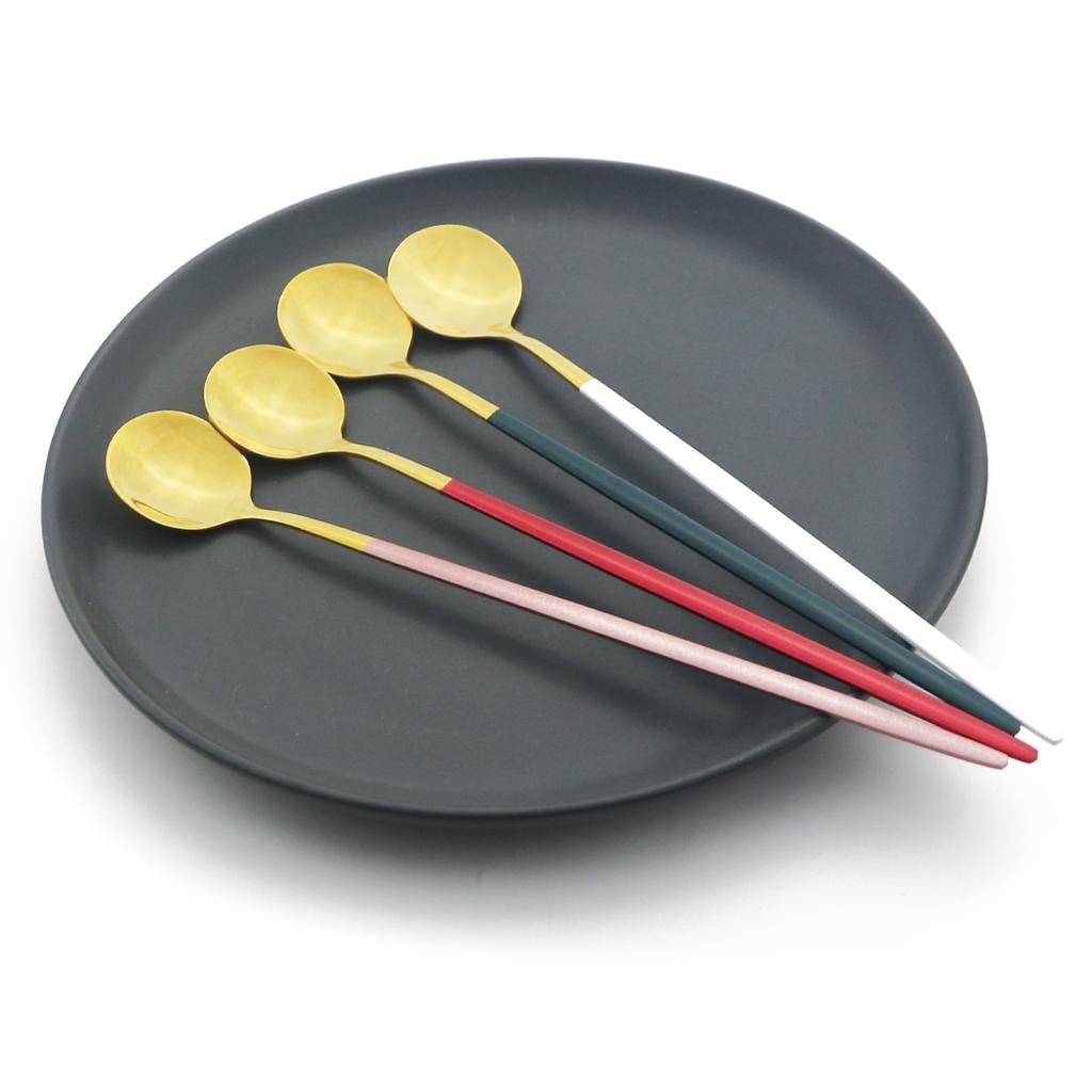 6 ks Lžíce na míchání kávy Sada příborů Džus Barevné čajové lžičky Nádobí Nádobí Zmrzlina Naběračka s dlouhou rukojetí Nádobí Kuchyňské potřeby