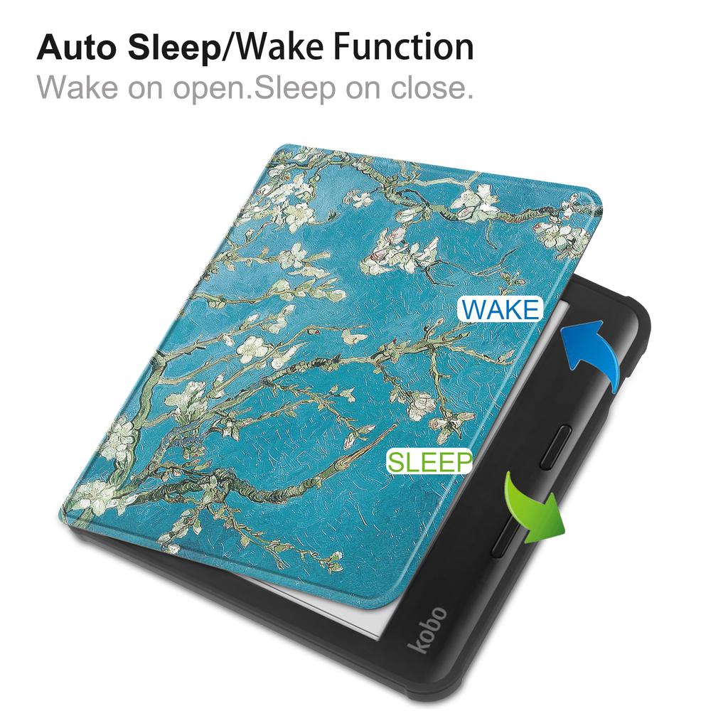 For Kobo Libra Colour Case Auto Sleep/Wake Pattern Printing E-Reader Cover