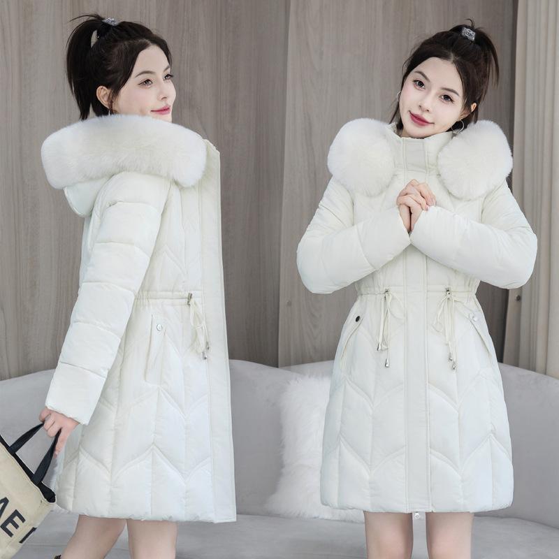 Winter Women's Cotton-padded Jacket Long Slim Fashion Large Fur Collar Women's Coat