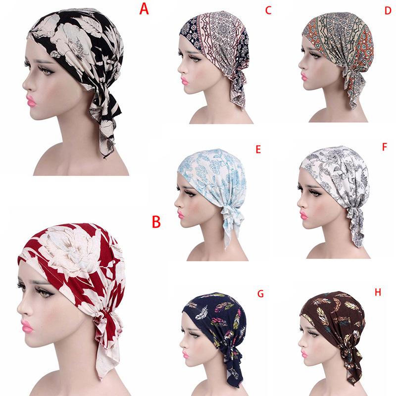 Women Muslim Turban Cancer Chemo Cap Stretch Wrap Beanie Head Scarf Cover Hats