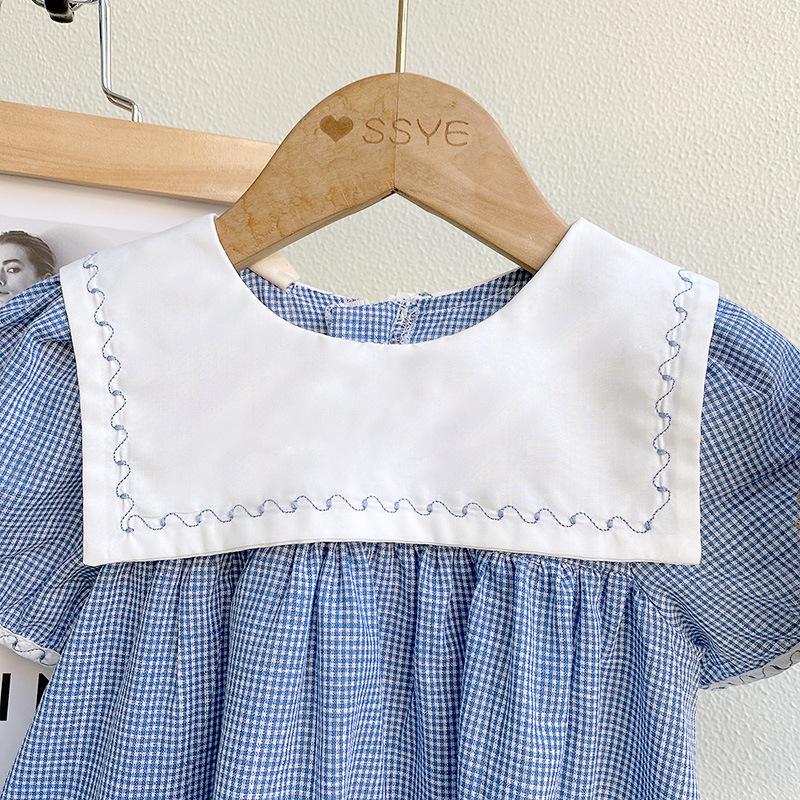 Sukienka dziewczęca w stylu preppy, dziecięca sukienka księżniczki, spódnica z marynarskim kołnierzem