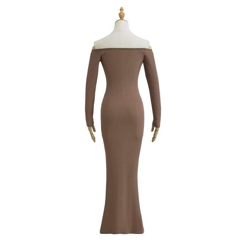 Women's One-Shoulder Off-the-Shoulder Fishtail Long Dress