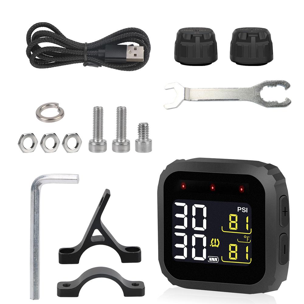 Tire Pressure Monitoring System LCD Display M3 Moto Waterproof External Sensors Motorcycle Real Time TPMS Wireless Portable чёрный