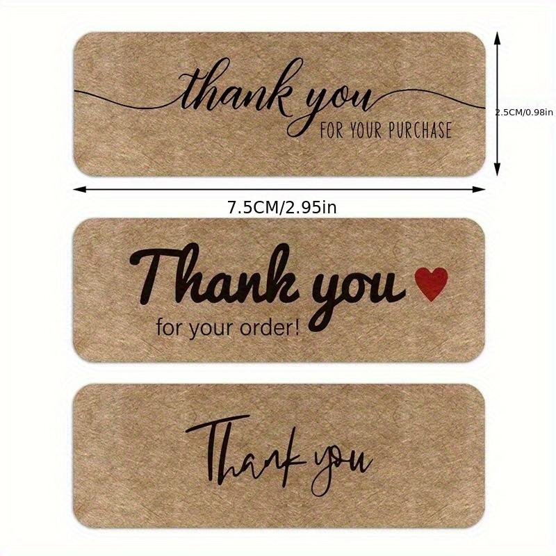 Brown Kraft Paper Thank You Stickers with English "Thank You" Labels - Bulk Packaging for Business, Receipts, Invoices & Customer Appreciation