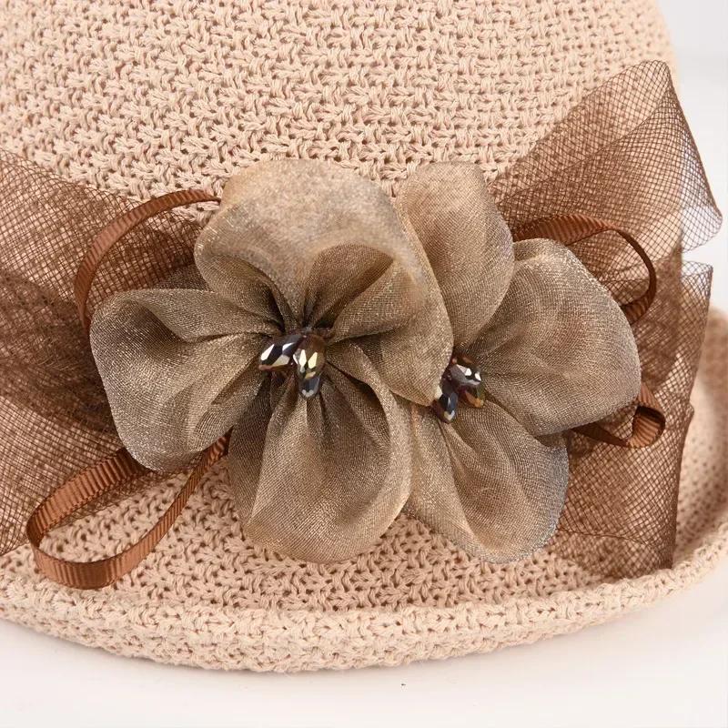 Summer Fashion Lace Sunshade Hat Elegant Edition Women's Knitted Breathable Fisherman's Hat Sunscreen Curled Short Edge Hat