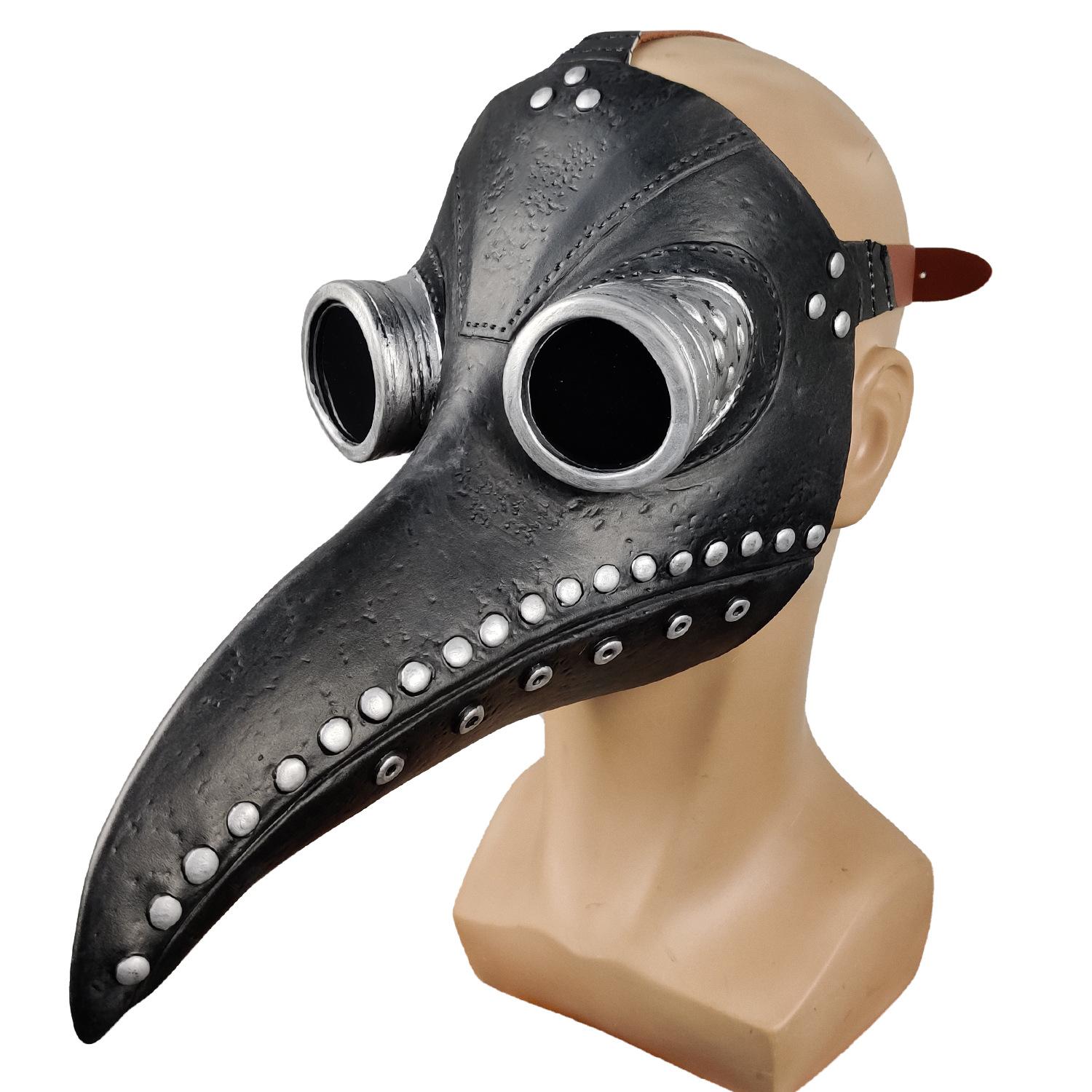 Plague Doctor Mask Halloween Steampunk Mask Crow Beak Bird Beak Mask Black and Silver Bird Bea