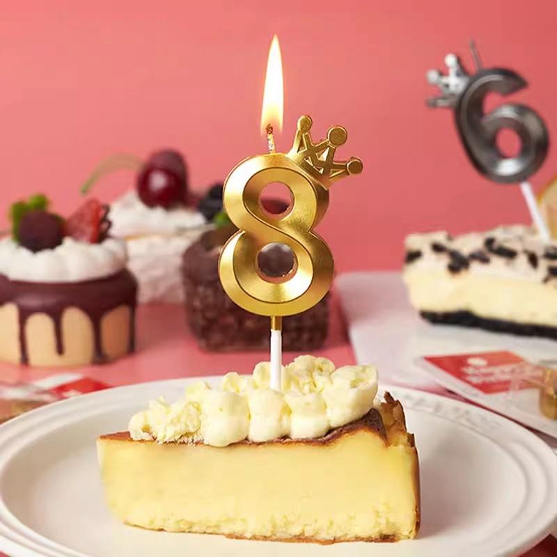 Crown Candle Birthday Decoration Sliver Gold Digital 0-9 Cake Topper Decoration Baby Shower and Anniversary Day Decor Supplies