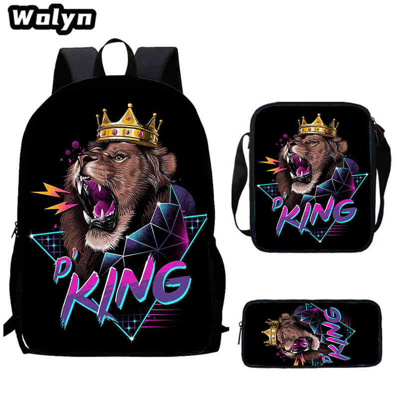 Lion King Schoolbag High Definition Printing Multi-Function Cross-Border Burden Reduction Large Capacity Backpack